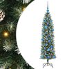 vidaXL &Aacute;rvore Slim de Natal Artificial Verde e Branco 150 cm
