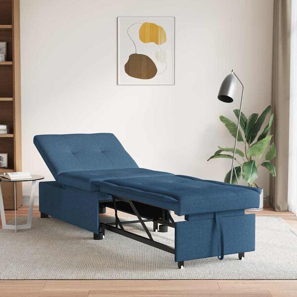 vidaXL Sof&aacute;-cama retr&aacute;til Azul 194 x 50 x 82 cm Contraplacado