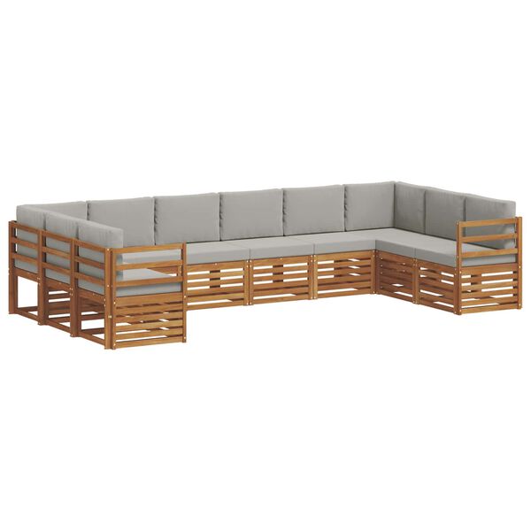 vidaXL Conjunto de Sof&aacute; Sectional 10 pcs Cinza Natural e Claro