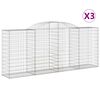 vidaXL Cestos gabi&atilde;o arqueados 3pcs 300x50x120/140cm ferro galvanizado