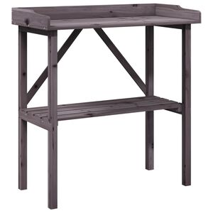 vidaXL Mesa p/ plantas c/ prateleira 78x38x82,5 cm abeto maci&ccedil;o cinza