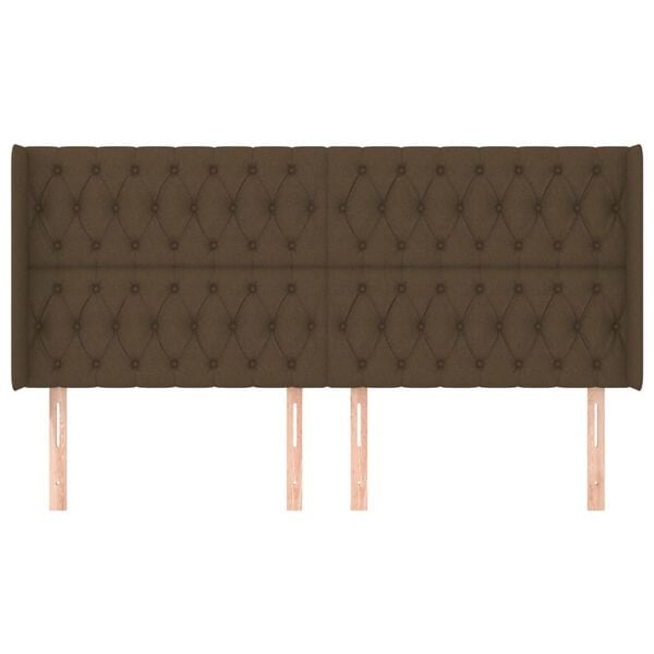 vidaXL Cabeceira cama c/ abas tecido 183x16x118/128 cm castanho-escuro