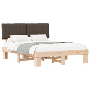 vidaXL Estrutura de Cama com Cabeceira Estofada Cinzento-acastanhado