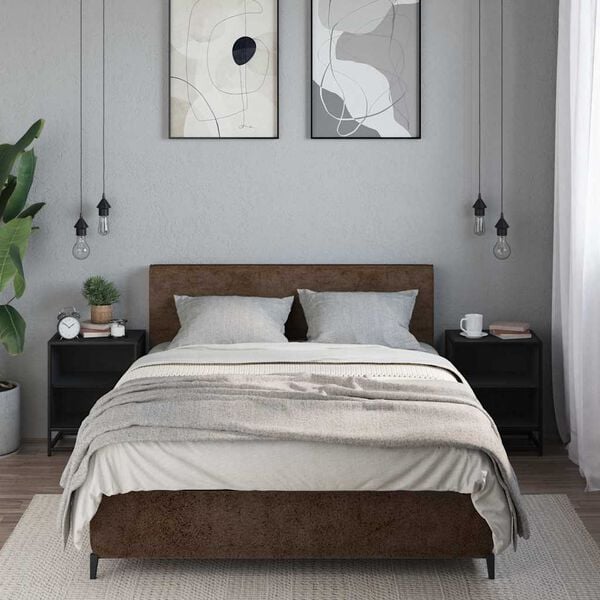 vidaXL Mesas de cabeceira 2 unidades 40x31x50 cm madeira e metal preto