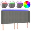 vidaXL Cabeceira de cama c/ LED tecido 163x16x118/128 cm cinza-escuro