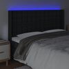 vidaXL Cabeceira cama c/ LED couro artificial 163x16x118/128 cm preto
