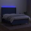 vidaXL Cama box spring c/ colch&atilde;o e LED 140x190 cm tecido azul