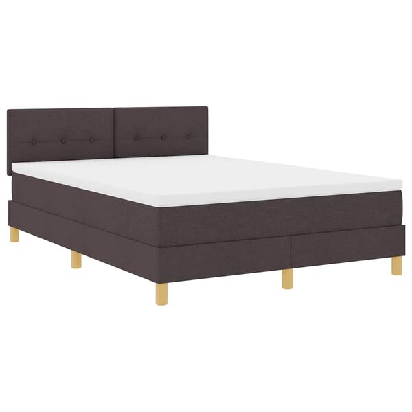 vidaXL Cama Box com colch&atilde;o Marrom Escuro 140 x 200 cm tecido