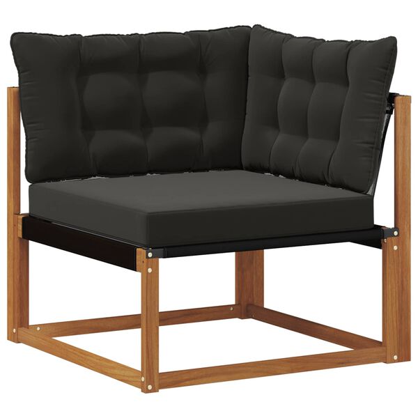 vidaXL Conjunto de Sof&aacute;s para Exterior 6 pcs Natural e Preto