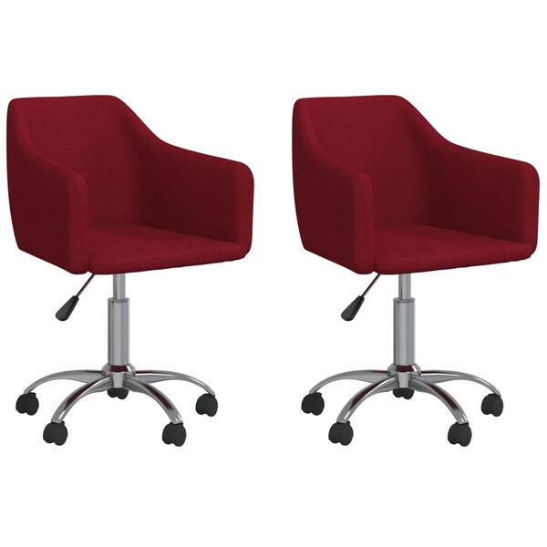 vidaXL Cadeiras de jantar girat&oacute;rias 2 pcs tecido vermelho tinto