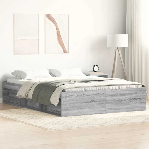 vidaXL Estrutura de cama 140x190 cm cinzento sonoma