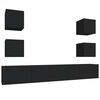 vidaXL Conjunto m&oacute;veis de TV 6 pcs madeira processada preto