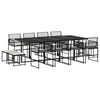 vidaXL 13 pcs conjunto de jantar p/jardim com almofad&otilde;es vime PE preto