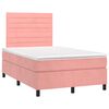 vidaXL Cama box spring c/ colch&atilde;o luzes e LED 120x190 cm veludo rosa