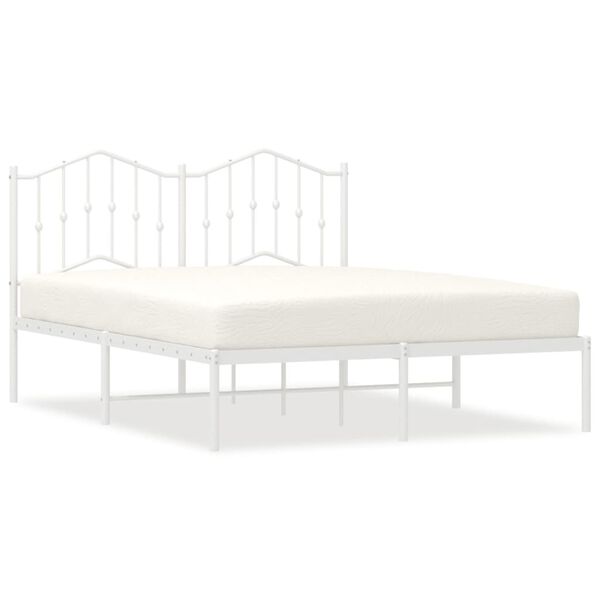vidaXL Estrutura de cama com cabeceira 140x190 cm metal branco