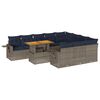 vidaXL 11 pcs conjunto sof&aacute;s de jardim c/ almofad&otilde;es vime PE cinzento