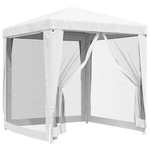 vidaXL Tenda para festas com 4 paredes laterais em rede 2x2 m branco