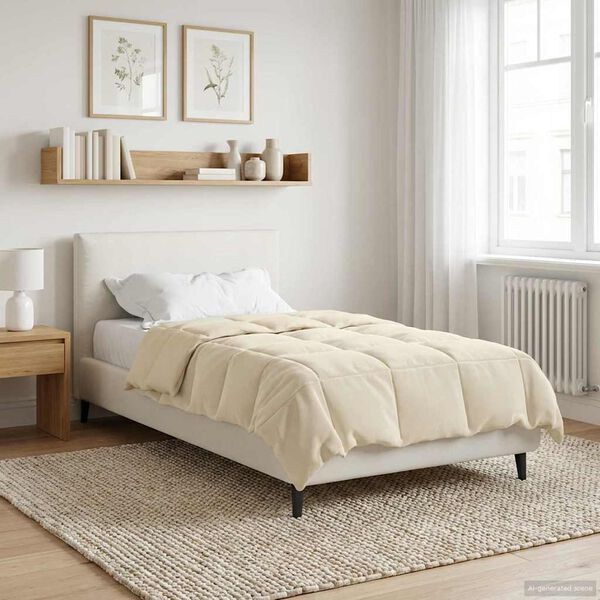 vidaXL Duvet de Ano Inteiro Colchonete Creme 155 x 220 cm Microfibra