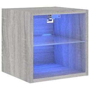 vidaXL M&oacute;vel de parede p/ TV c/ luzes LED 30x28,5x30cm cinzento sonoma