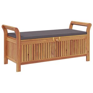 vidaXL Banco de arruma&ccedil;&atilde;o p/ jardim c/ almofad&atilde;o 126 cm ac&aacute;cia maci&ccedil;a