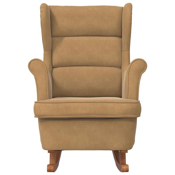 vidaXL Cadeira de Baloi&ccedil;o com Encosto de Asa em Veludo Madeira Maci&ccedil;a