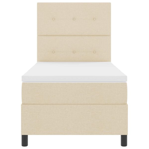 vidaXL Cama Box com colch&atilde;o com led Creme 90 x 190 cm tecido