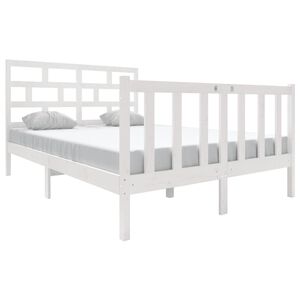 vidaXL Estrutura de cama 140x190 cm madeira de pinho maci&ccedil;a branco