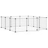 vidaXL Gaiola para animais de estima&ccedil;&atilde;o com 12 pain&eacute;is e porta, preta, 105x105x35 cm, a&ccedil;o
