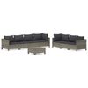 vidaXL 8 pcs conjunto lounge de jardim c/ almofad&otilde;es vime PE cinzento