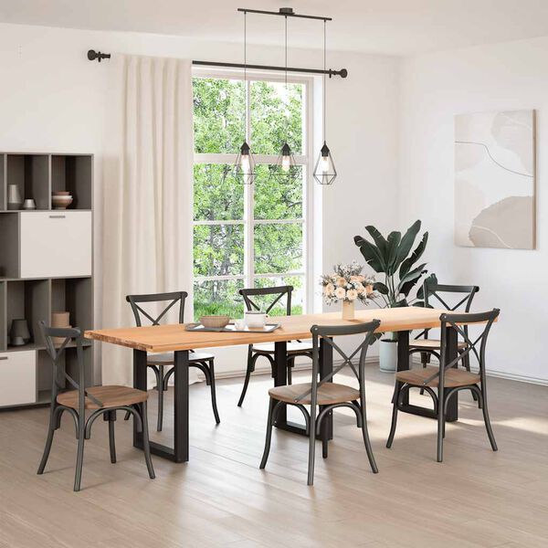 vidaXL P&eacute;s para mesa de jantar em formato de U, 3 pe&ccedil;as, preto, 70x(72-73) cm, a&ccedil;o