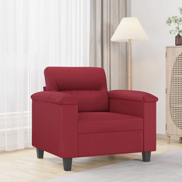 vidaXL Poltrona 60 cm couro artificial vermelho tinto