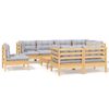 vidaXL 9 pcs conjunto lounge de jardim + almofad&otilde;es cinza pinho maci&ccedil;o