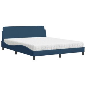 vidaXL Cama com colch&atilde;o Dover 160x200 cm tecido azul