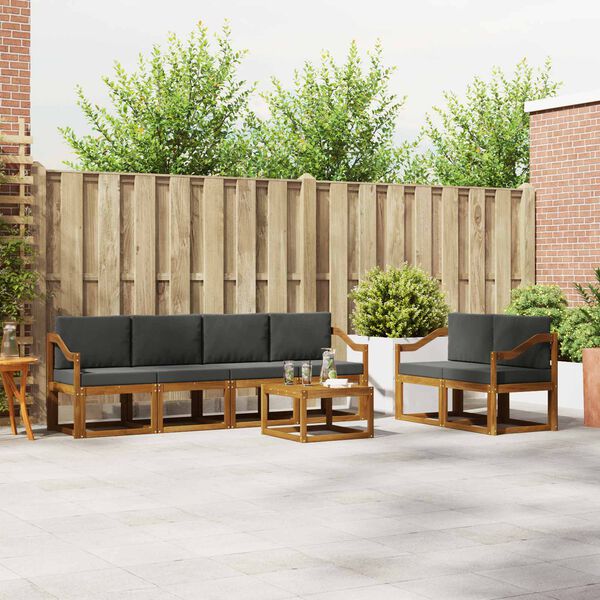 vidaXL Conjunto de Sof&aacute;s para Exterior 7 pcs Natural e Antracite