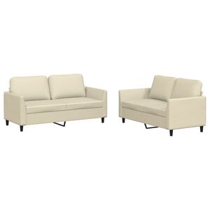 vidaXL 2 pcs conjunto sof&aacute;s c/ almofad&otilde;es couro artificial cor creme