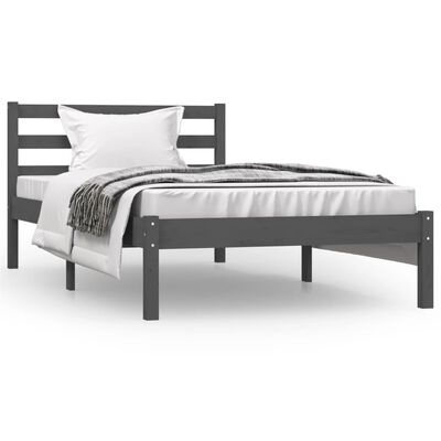 vidaXL Estrutura de cama solteiro 90x190 cm pinho maciço cinzento