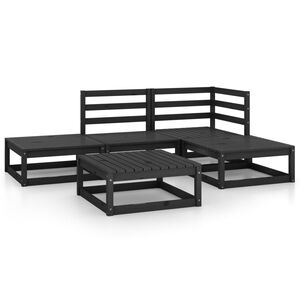 vidaXL 5 pcs conjunto lounge de jardim pinho maci&ccedil;o preto
