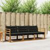vidaXL Conjunto de Sof&aacute;s para Exterior 3 pcs Natural e Preto
