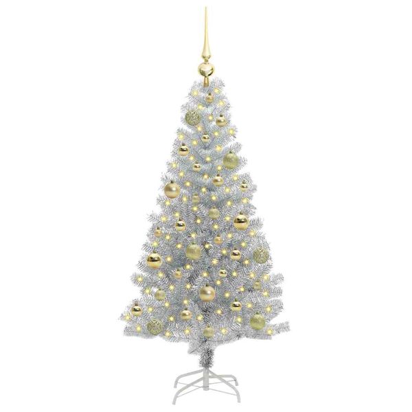 vidaXL &Aacute;rvore de Natal com 150 LEDs com suporte Prateado 120 cm PET