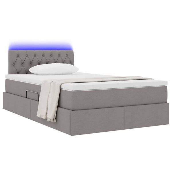 vidaXL Cama com arruma&ccedil;&atilde;o e LED Cinzento-acastanhado 120 x 200 cm