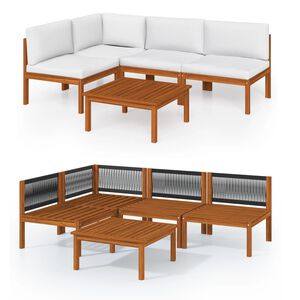 vidaXL Conjunto de jardim com 5 pe&ccedil;as e almofadas, creme, 63x63 cm
