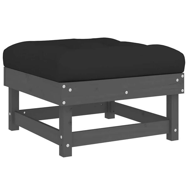 vidaXL Apoios de p&eacute;s p/ jardim c/ almofad&otilde;es 2 pcs pinho maci&ccedil;o cinza