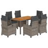 vidaXL 7 pcs conjunto de jantar p/ jardim c/ almofad&otilde;es vime PE cinza