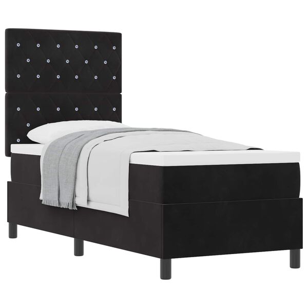 vidaXL Cama Box com colch&atilde;o com cabeceira Preto 80 x 200 cm tecido