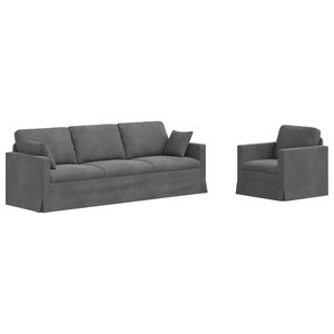 vidaXL Conjunto de Sof&aacute;s 2 unid. Cinza Escuro Veludo