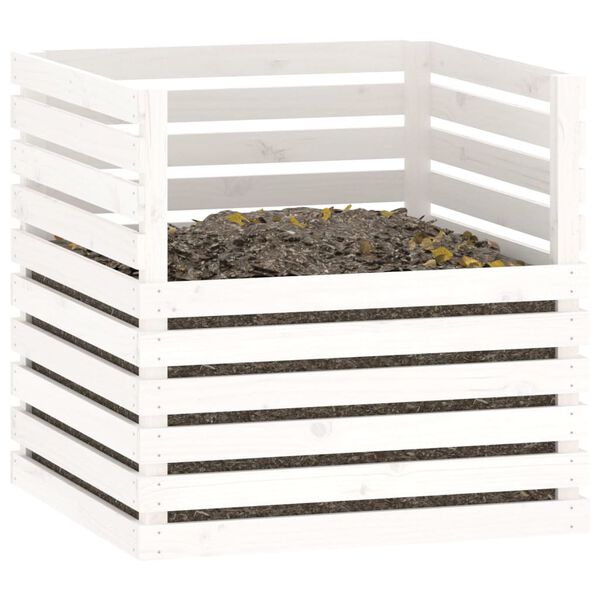 vidaXL Compostor 80x80x78 cm madeira de pinho maciça branco