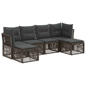 vidaXL Conjunto de Sof&aacute; de Jardim 6 unid. Cinzento vime PE