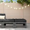 vidaXL Apoios de p&eacute;s p/ jardim c/ almofad&otilde;es 2 pcs pinho maci&ccedil;o cinza