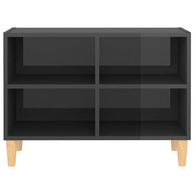 vidaXL Móvel de TV pernas de madeira 69,5x30x50 cm cinzento brilhante