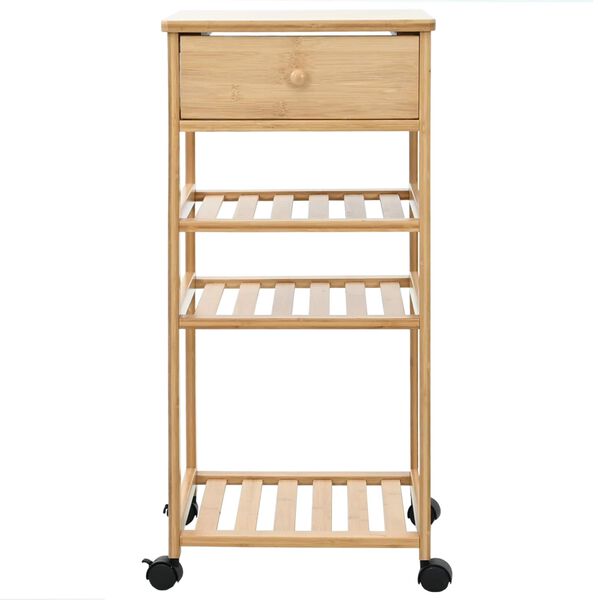 vidaXL Carrinho de Cozinha com Rodas Natural 37 x 36 x 80 cm Bambu